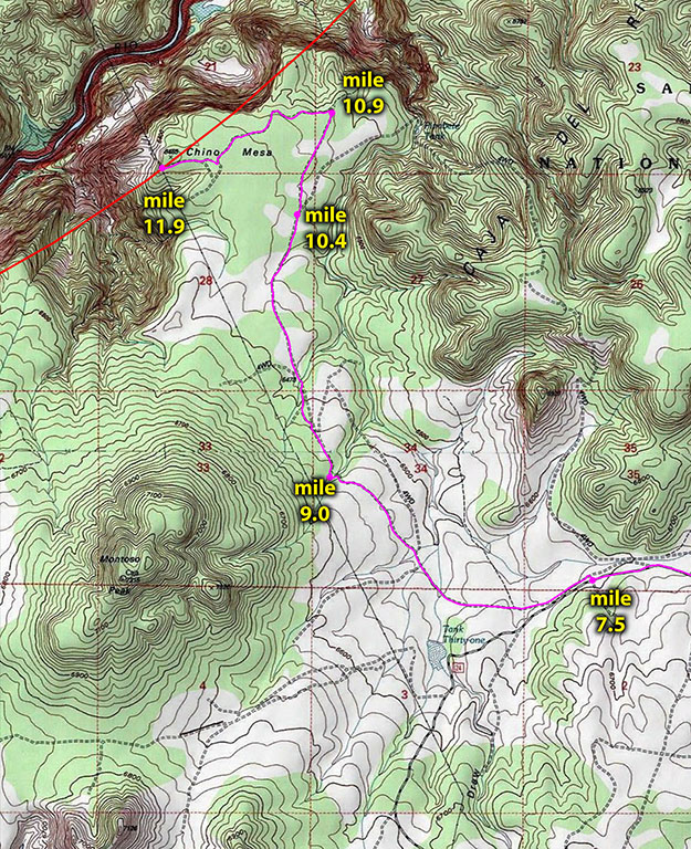 map to Chino Mesa Powerline Overlook